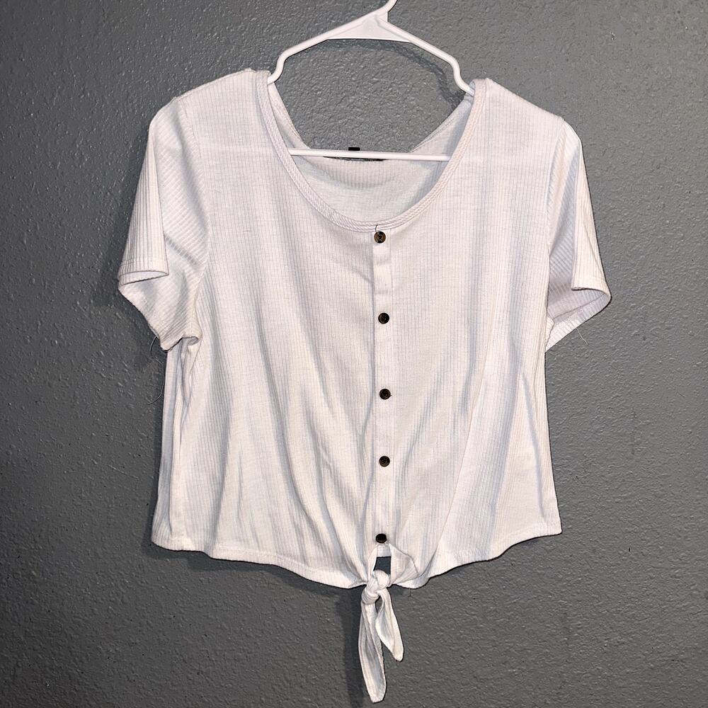 Elite Collection White Cropped Button Top